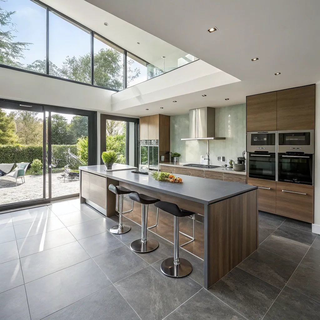Beautiful modern kitchen with built-in furniture